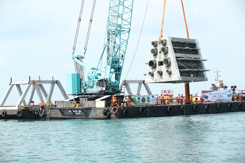 JTC artificial reef structure being lowered at Sisters Island.jpg